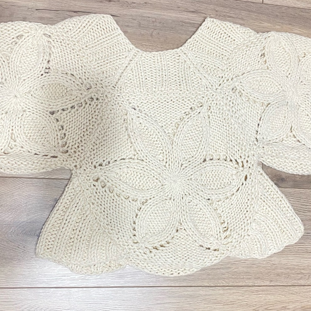 Cream Knit Floral Sweater